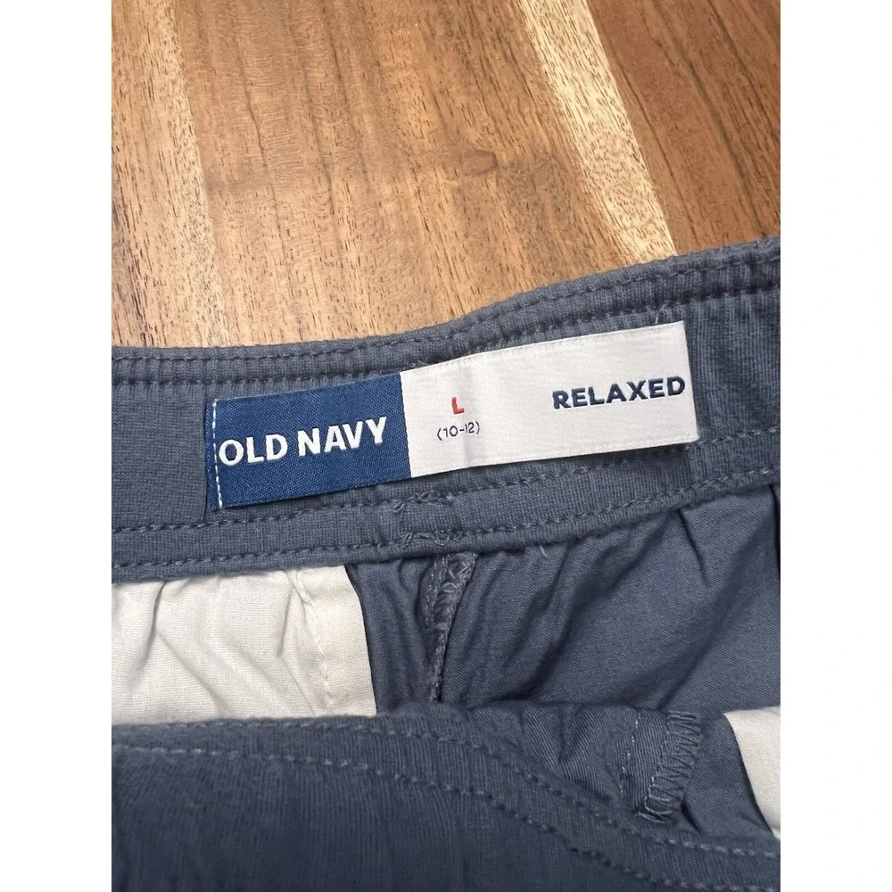 Old Navy Boys Blue Relaxed Dock Shorts Elastic Waist Cotton Size L 10-12 NWT